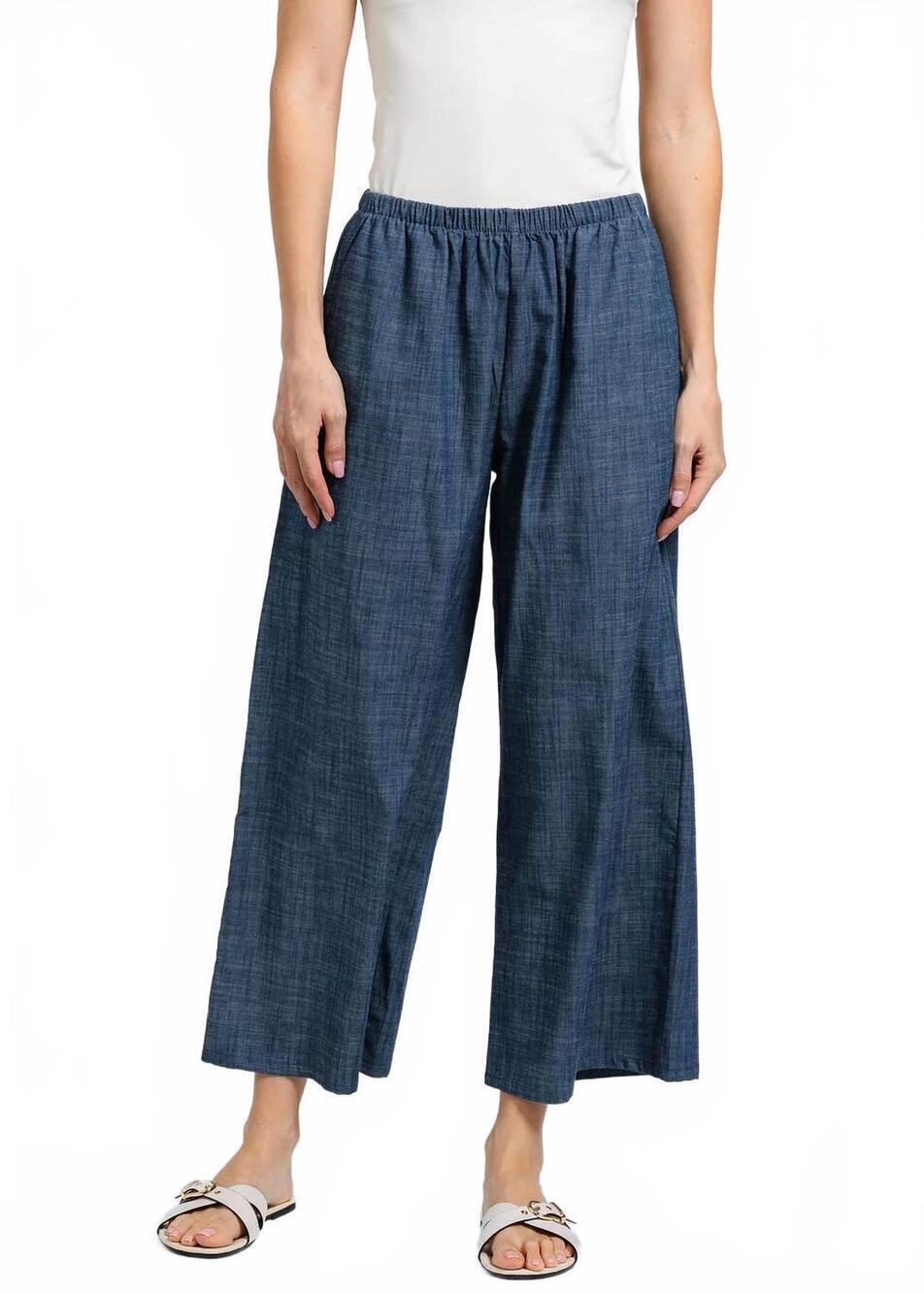 NEW NALLY & MILLIE ariel elastic waist pants in chambray